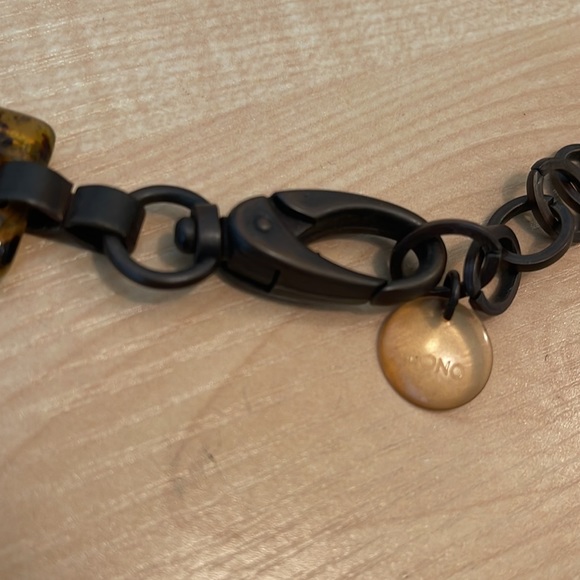 PONO Italian Made Resin Square Link Tortoise Necklace - New - Picture 3 of 6